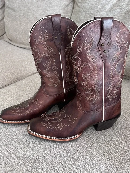 Ariat Legend Spirit Western Boot Brown Leather Studded Cross Size 9.5B - Picture 5 of 11
